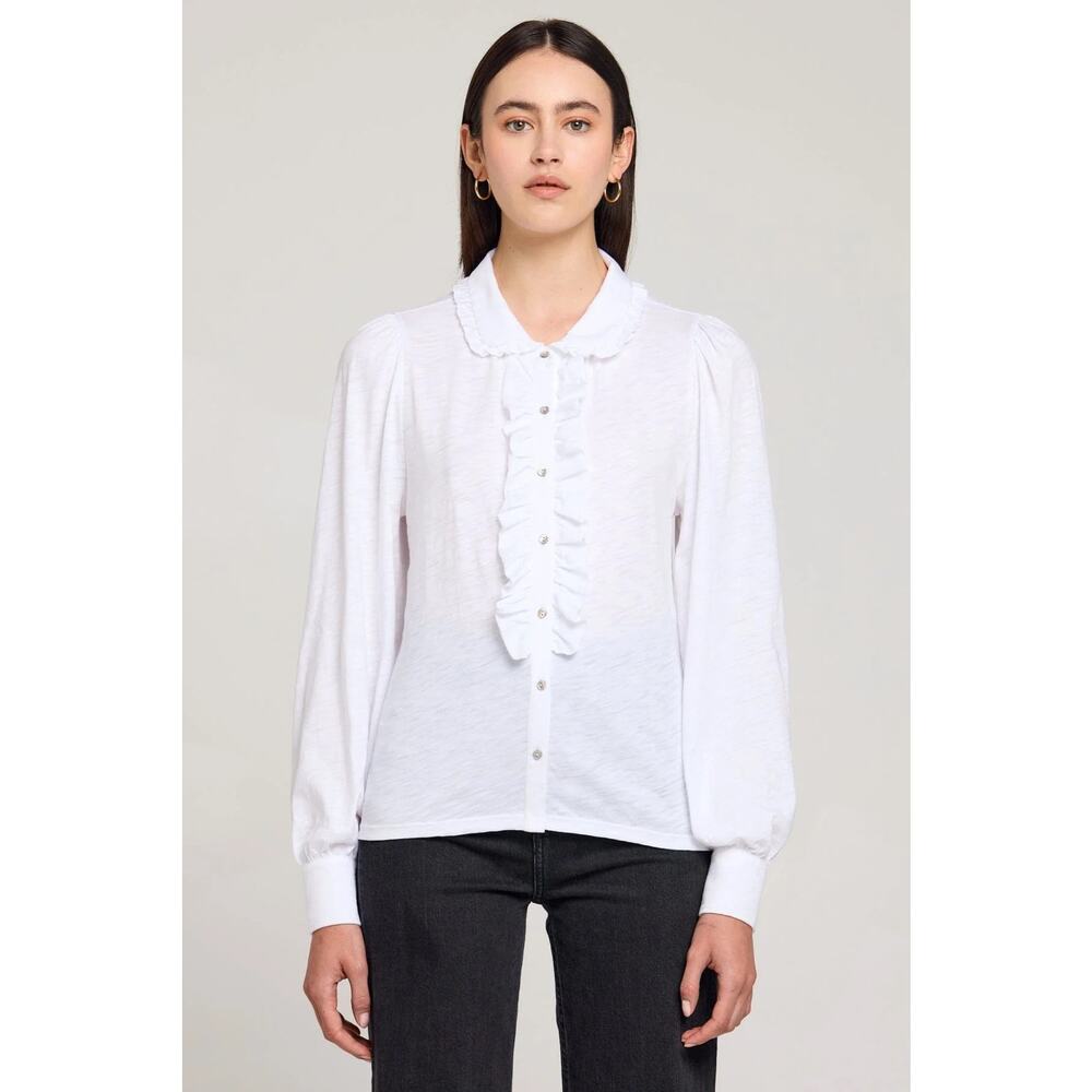 $185 New Goldie Pima Josephine Tuxedo Shirt- Small - White